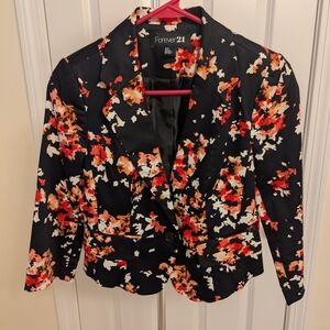 Forever 21 Black and Red Floral Blazer